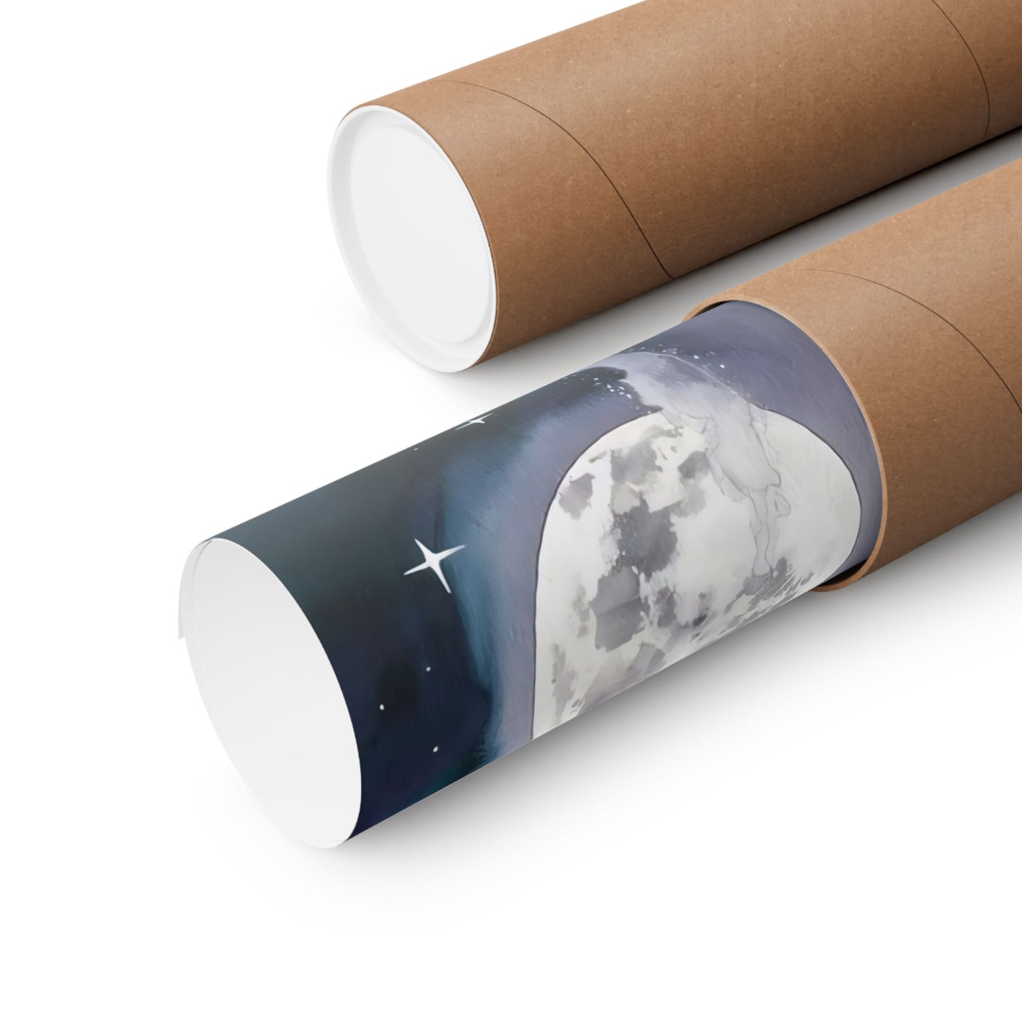 Silver Full Moon Over Lake Poster