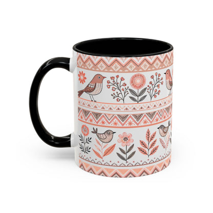 Decorative Bird Flower Pattern Coffee Mug