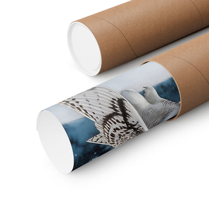 Snow Owl Flying At Night Poster