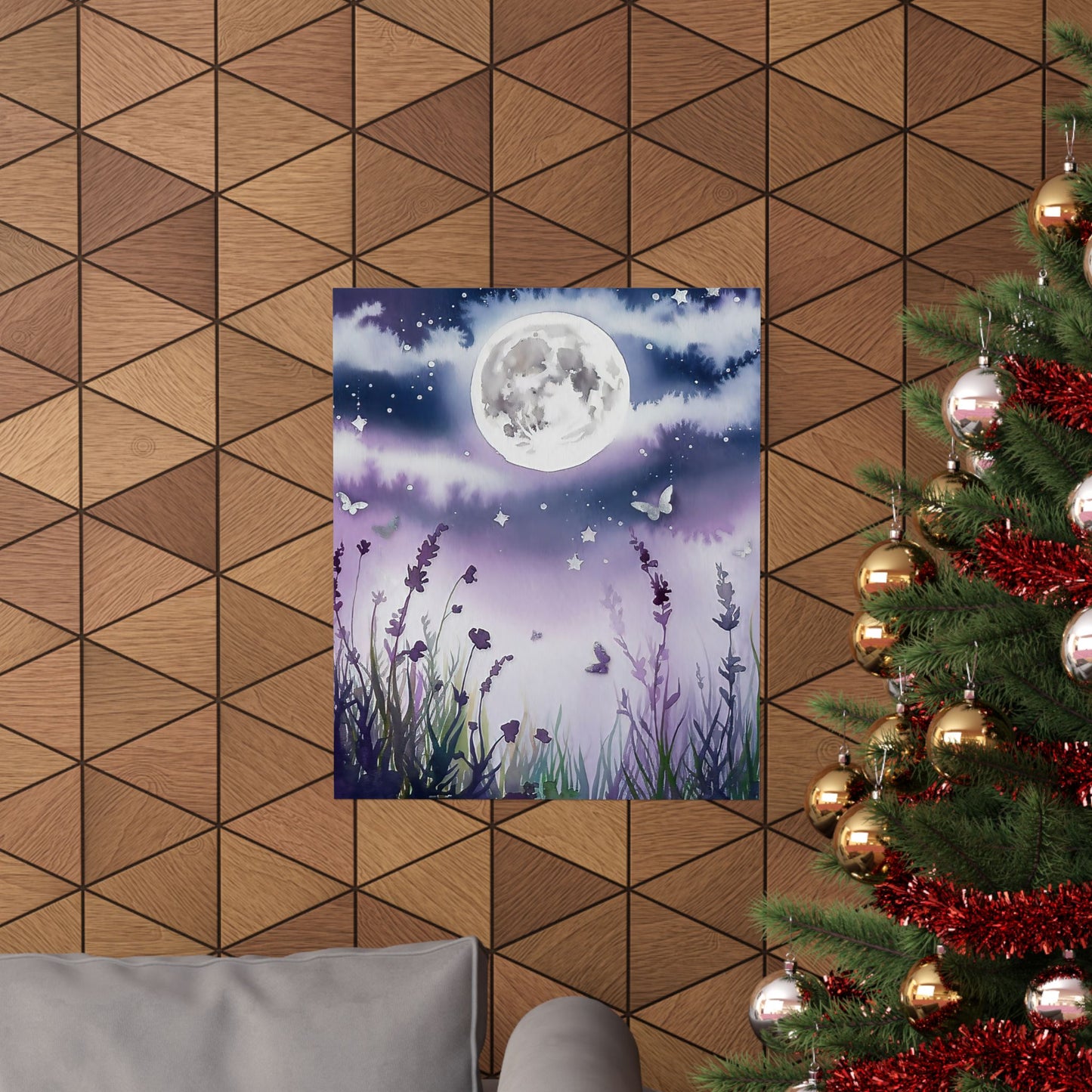 Moonlit Flowers Poster