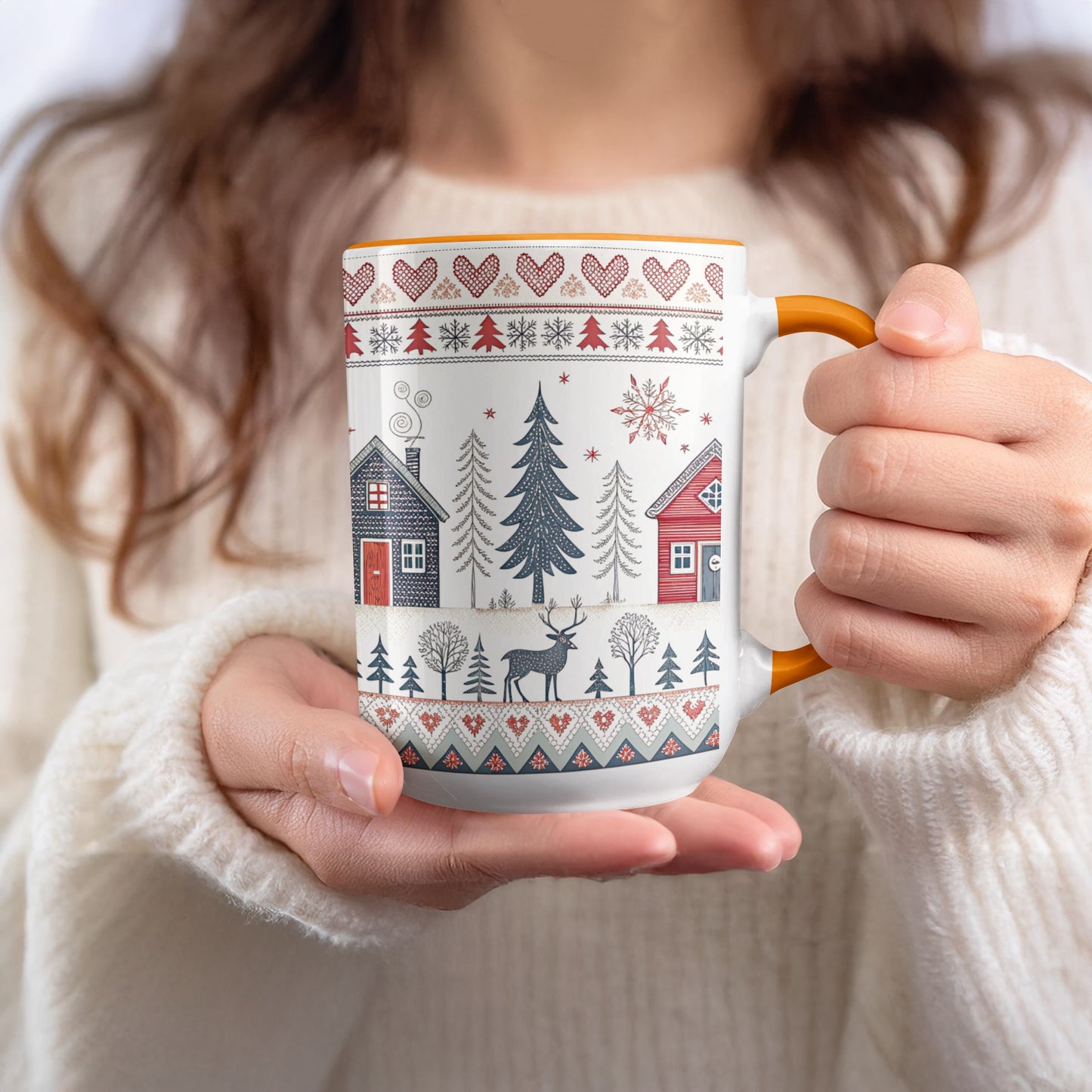 Cozy Cabin Christmas Mug With Heart Design