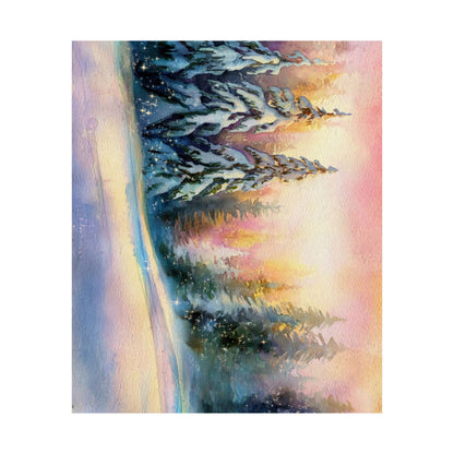 Winter Pines Watercolor Poster
