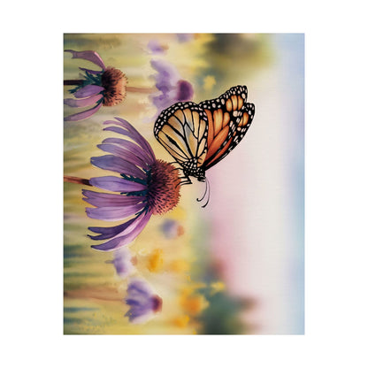 Butterfly On Coneflower Watercolor Poster