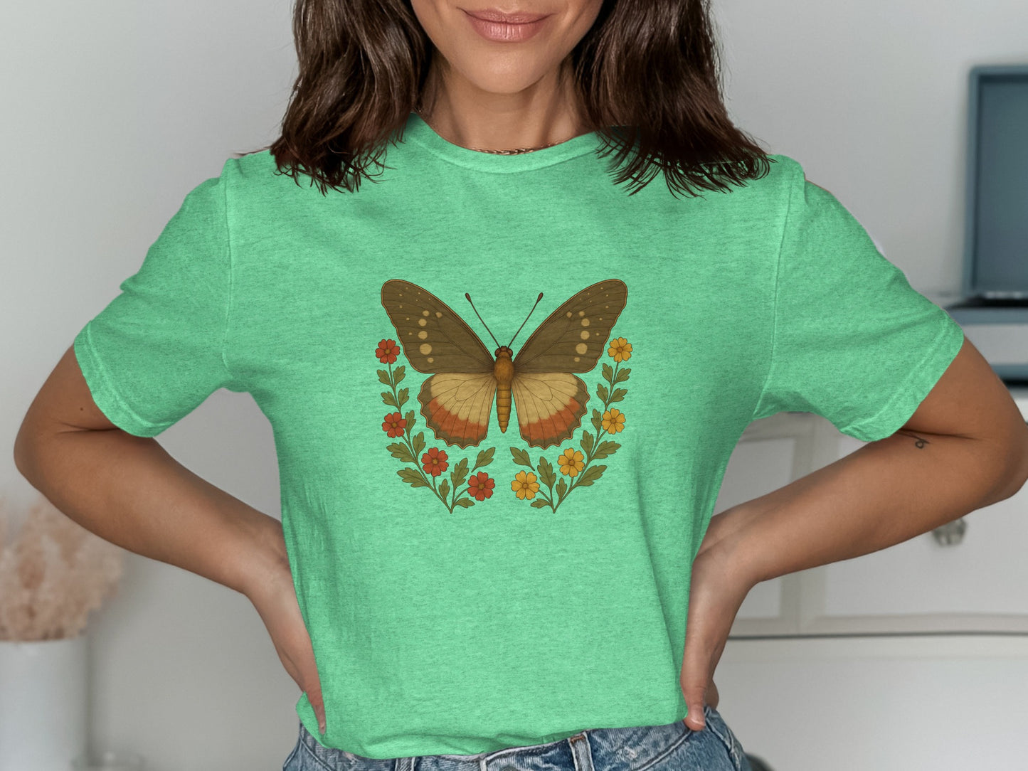Butterfly and Floral Design Women's T-Shirt product