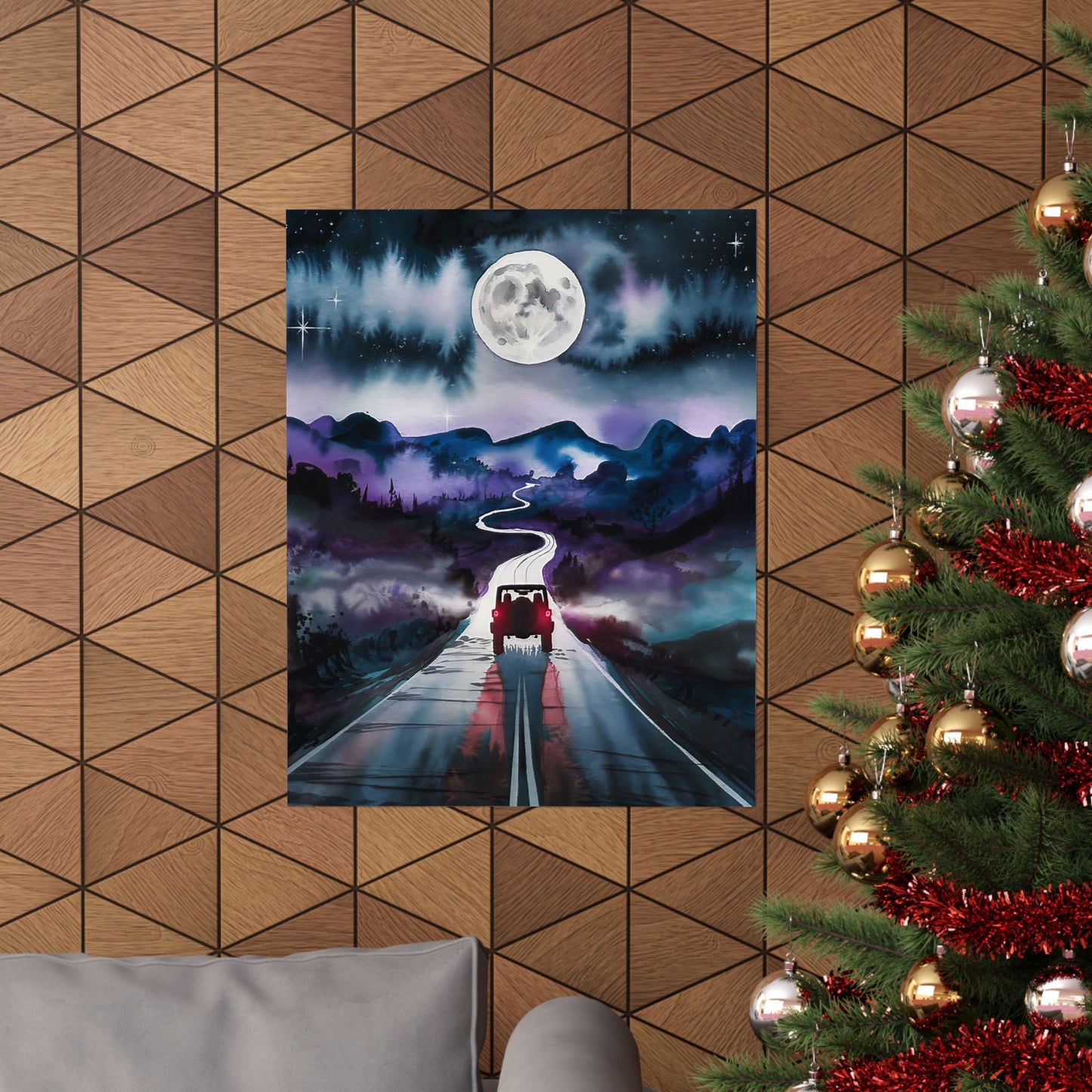 Jeep Driving into The Mountains Poster