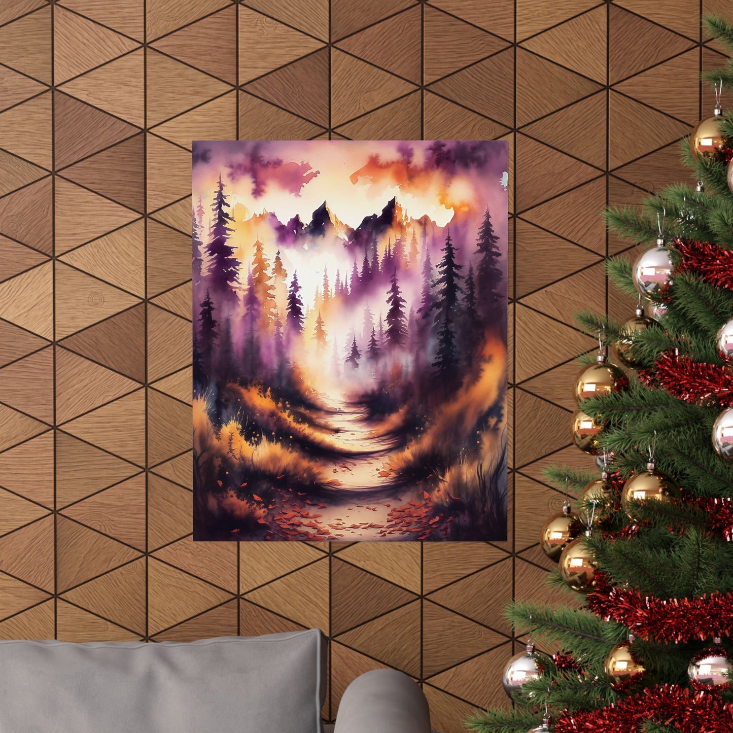 Misty Mountain Path With Pines Poster