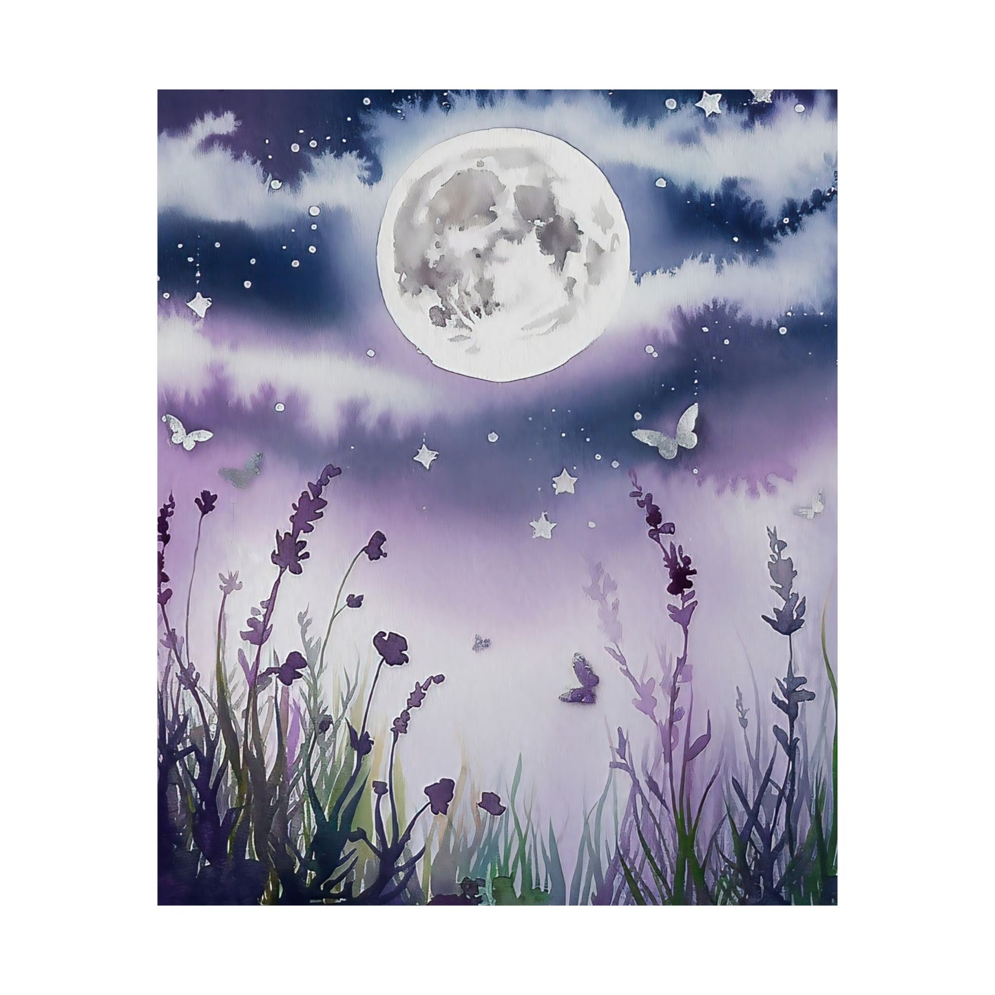 Moonlit Flowers Poster