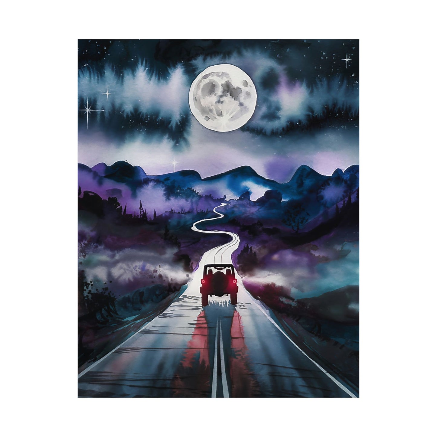 Jeep Driving into The Mountains Poster