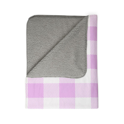 Personalized Pink Gingham Sherpa Blanket