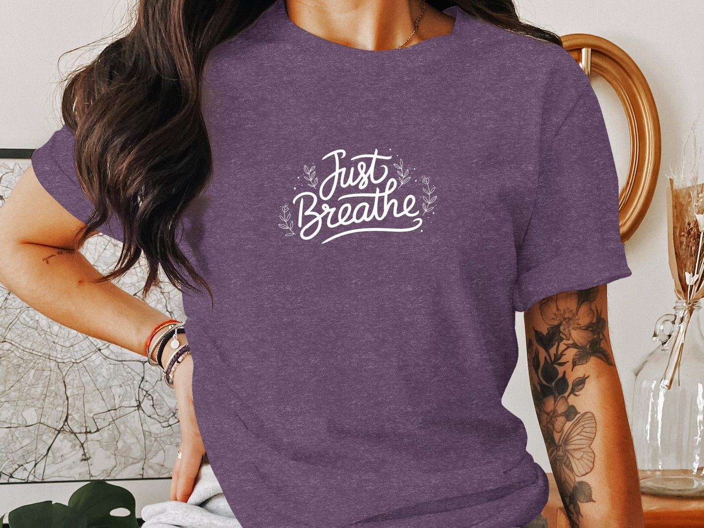 Just Breathe Graphic Tee Inspirational Quote product