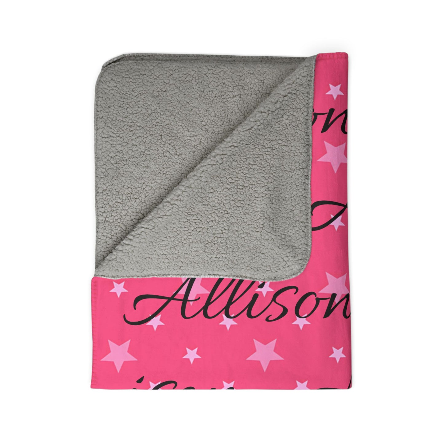 Custom Girls Name Plush Blanket | Pink Signature Pattern Sherpa