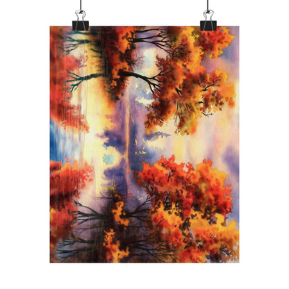 Fall Pond Watercolor Poster
