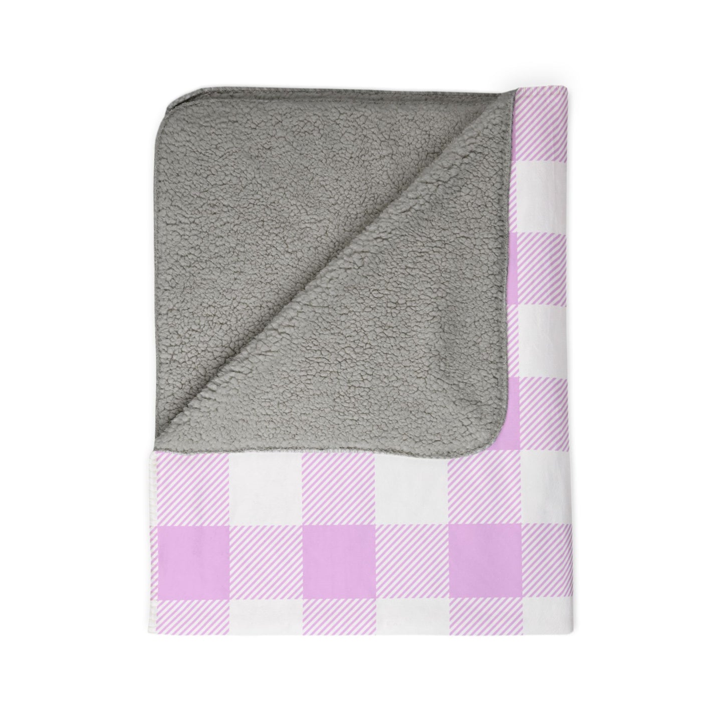 Personalized Pink Gingham Sherpa Blanket