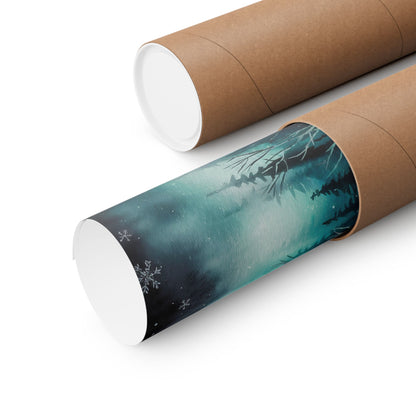 Winter Forest Snowfall Watercolor Poster