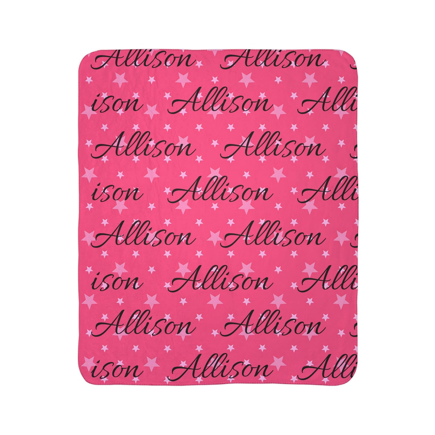 Custom Girls Name Plush Blanket | Pink Signature Pattern Sherpa