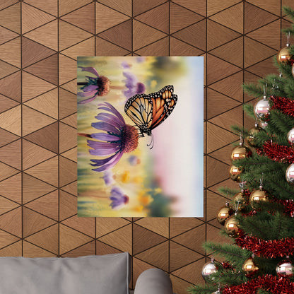 Butterfly On Coneflower Watercolor Poster