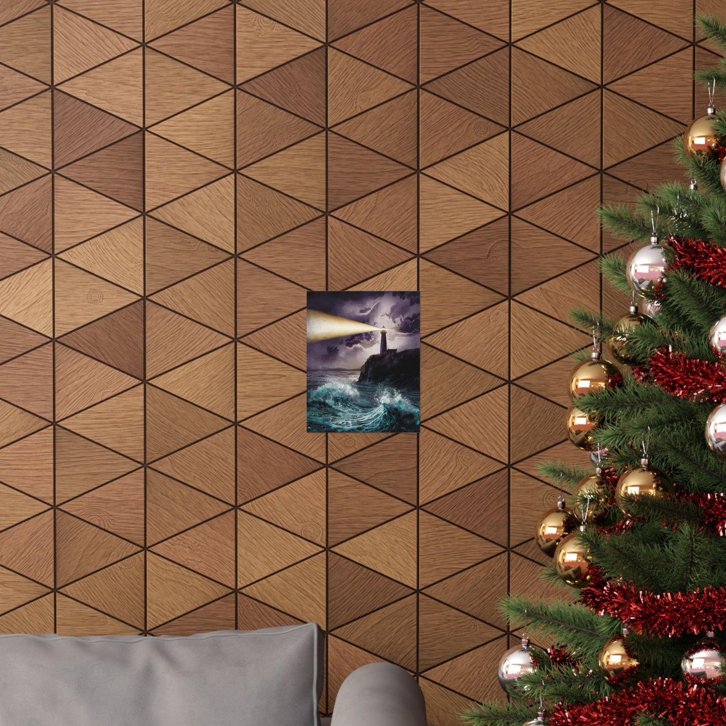 Lighthouse At Night Poster