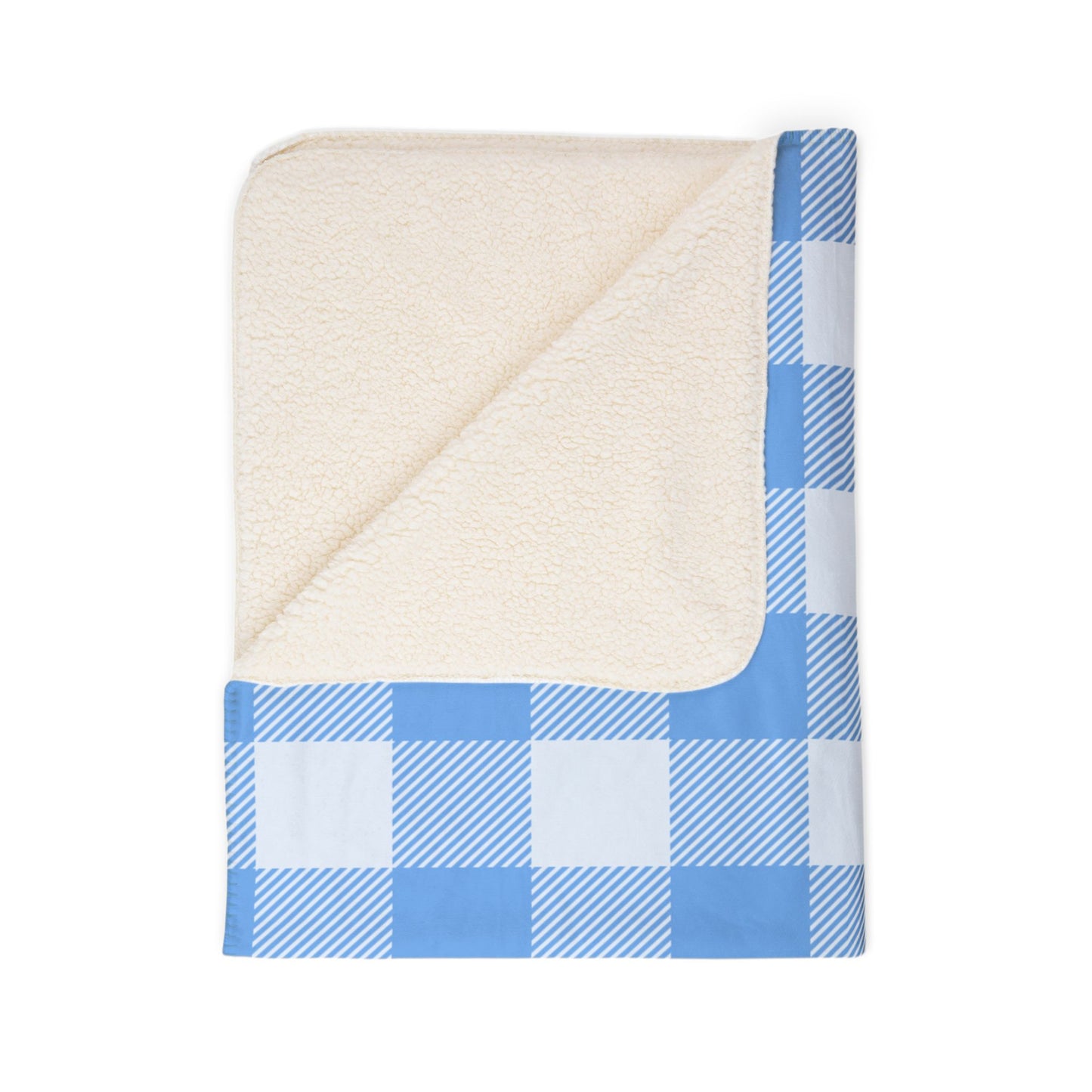 Cozy Blue Gingham Family Name Blanket