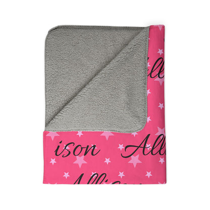 Custom Girls Name Plush Blanket | Pink Signature Pattern Sherpa