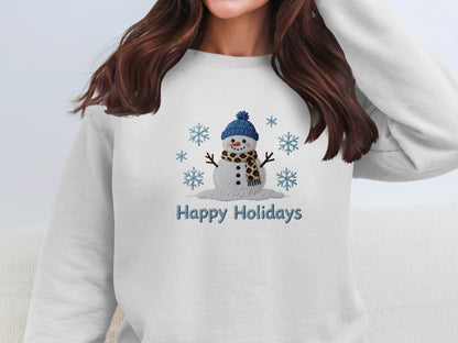 Happy Holidays Snowman Themed Cozy Sweater