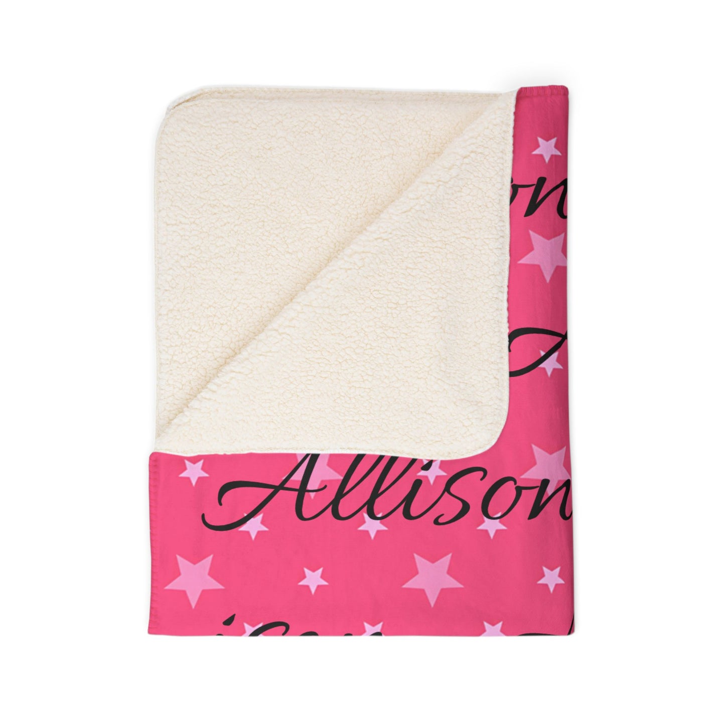 Custom Girls Name Plush Blanket | Pink Signature Pattern Sherpa