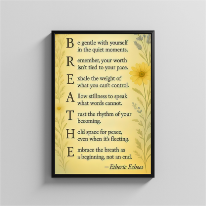Breathe Acrostic Poem Printable Wall Art Mindful Inspirational Quote