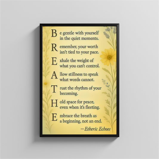 Breathe Acrostic Poem Printable Wall Art Mindful Inspirational Quote