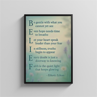 Belief Acrostic Poem Wall Art Inspirational Quote Printable