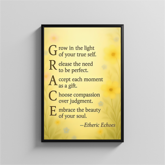 Grace Acrostic Poem Printable Wall Art Digital Download with Floral Design
