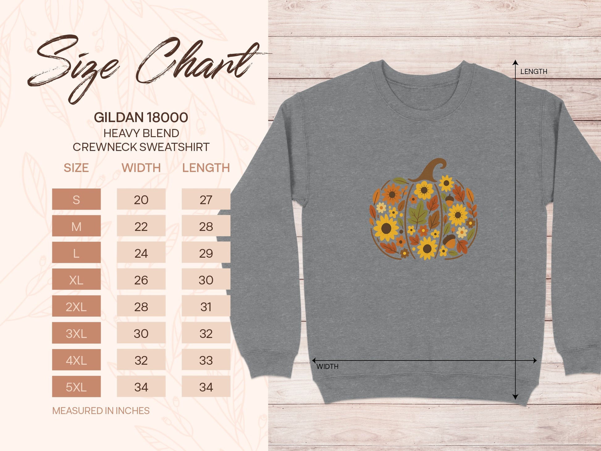 Autumn Pumpkin and Sunflower Crewneck Sweatshirt