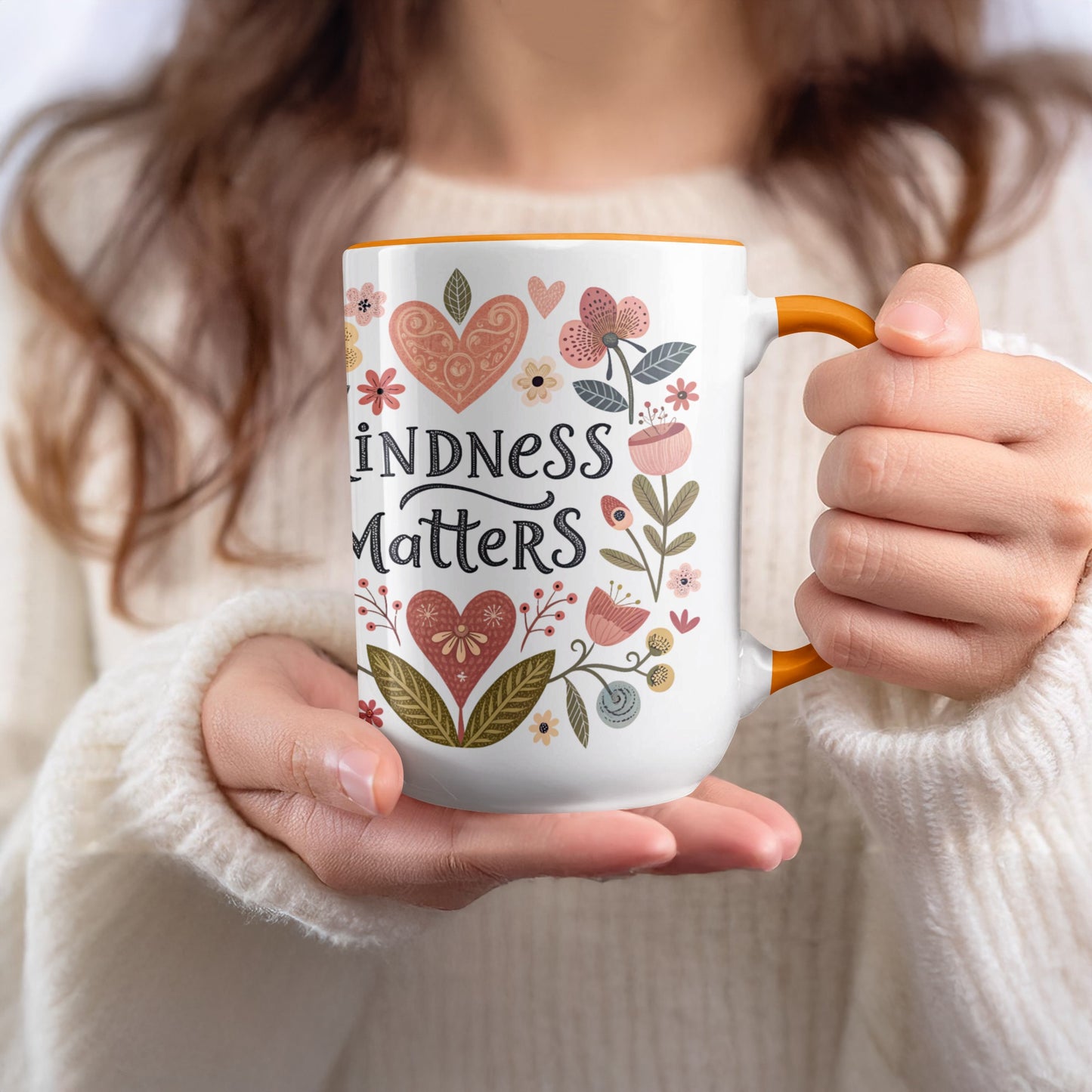 Kindness Matters Floral Pattern Inspirational Mug