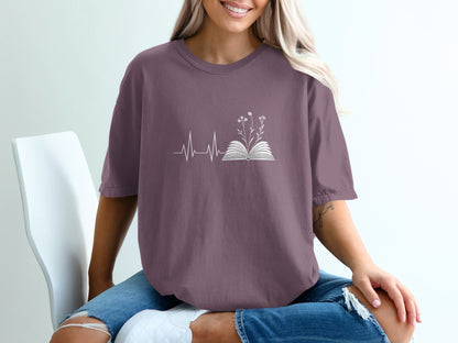 Floral Heartbeat Open Book Print Graphic Shirt product