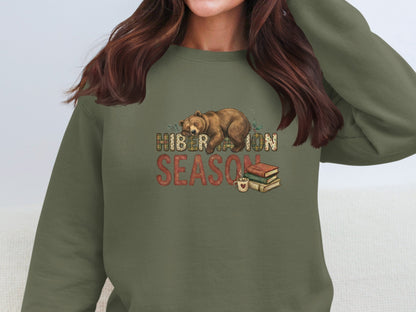 Hibernation Season Bear and Books Sweatshirt