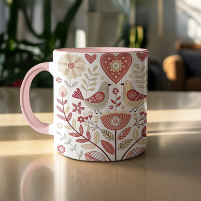Whimsical Birds and Flowers Artistic Mug