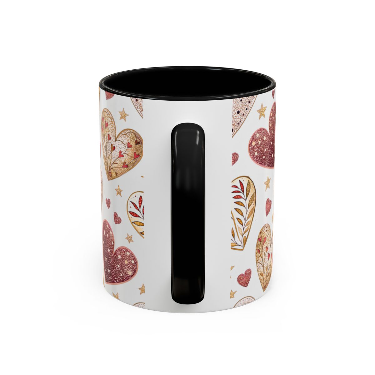 Heart and Leaf Pattern Design on Ceramic Mug