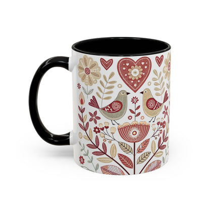 Whimsical Birds and Heart Design Mug for Everyday Use