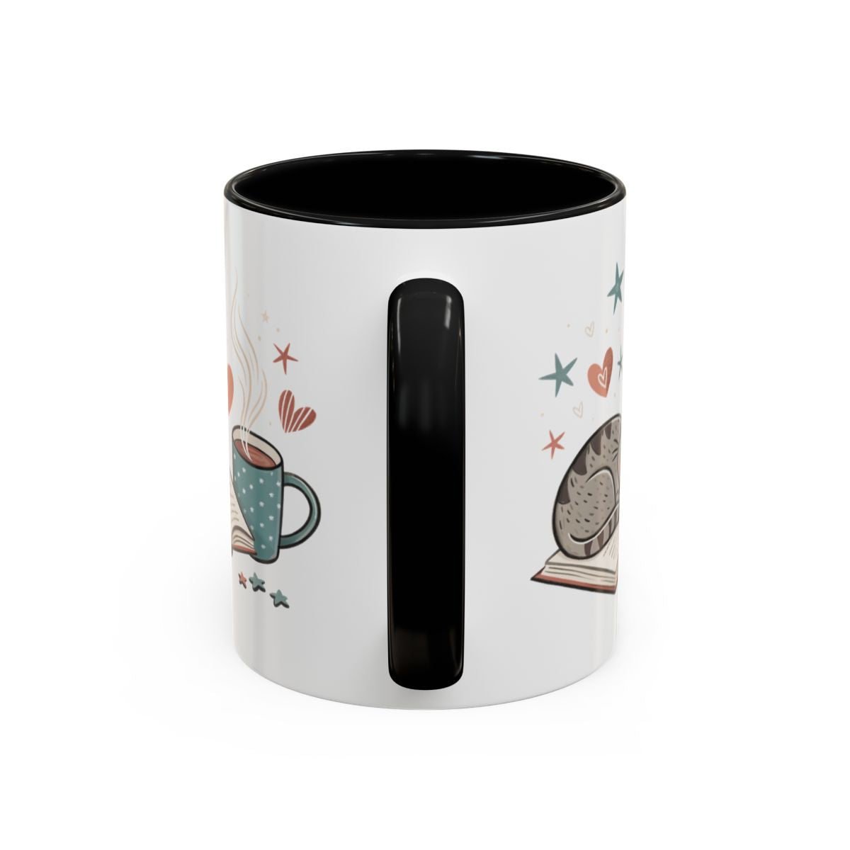 Coffee Mug with Colorful Design and Cat Illustration