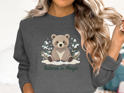 Believe in Magic Embroidered Bear Sweatshirt