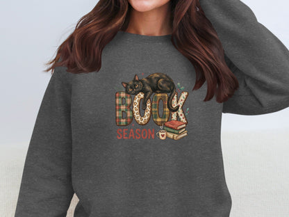 Book Season Cat Graphic Sweatshirt Tops