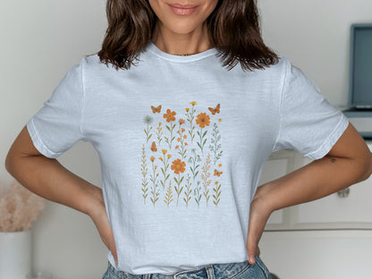 Floral Garden Butterfly Graphic Tee Shirt product