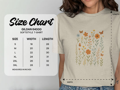 Botanical Themed T-Shirt Design with Butterflies product type