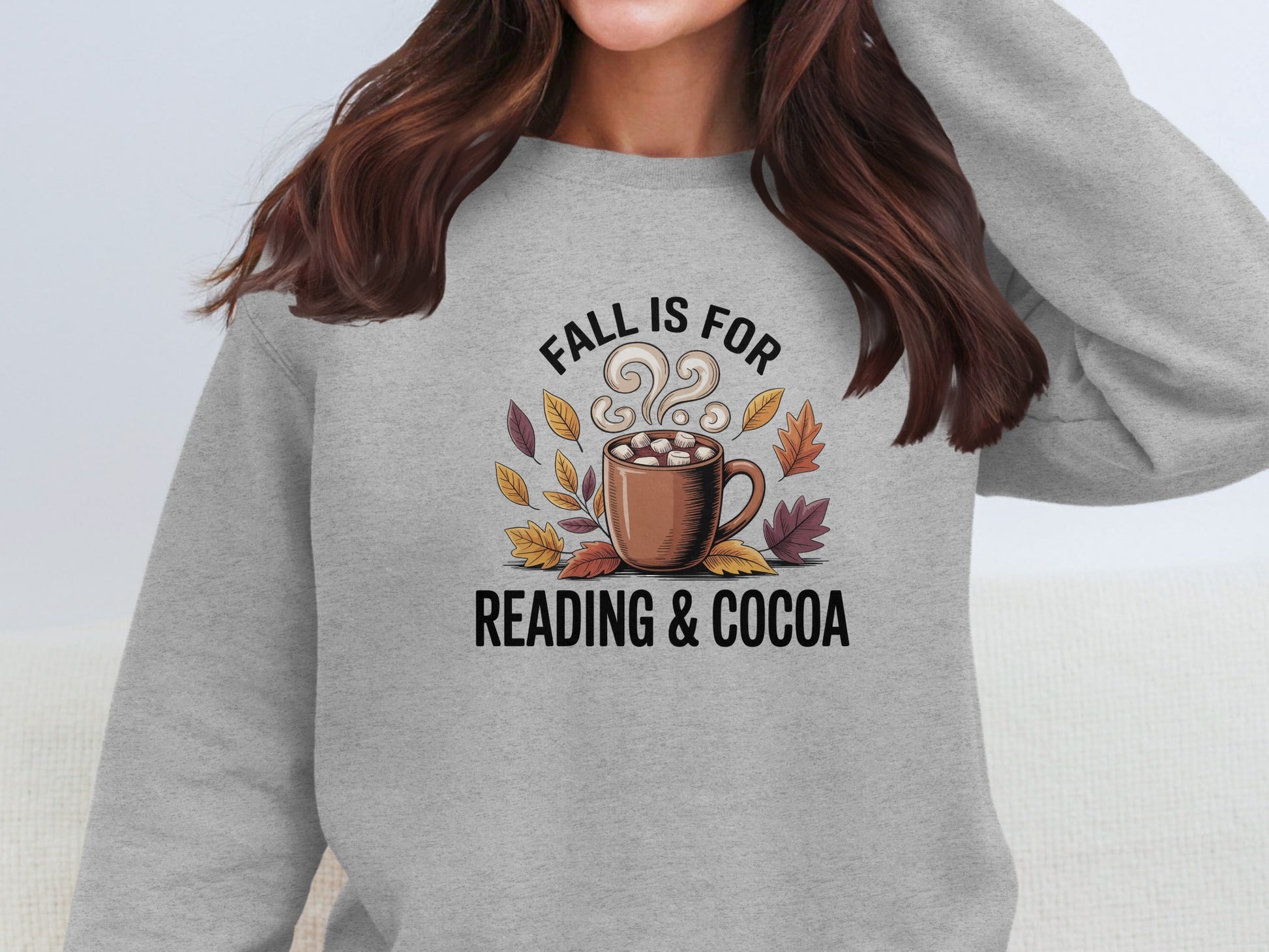 Fall is for Reading & Cocoa Sweatshirt Cozy Warm Design