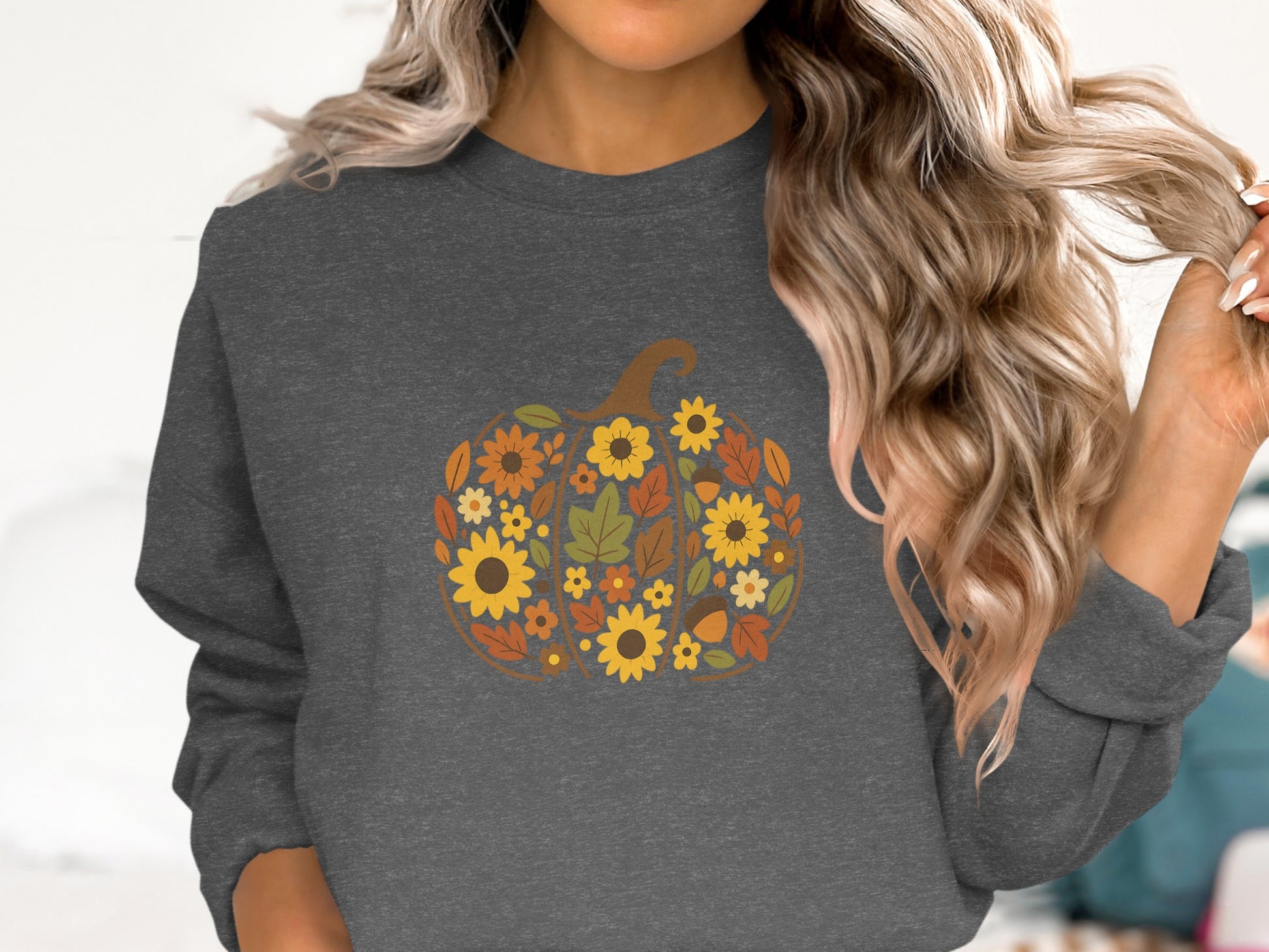 Autumn Floral Pumpkin Graphic Sweatshirt Product