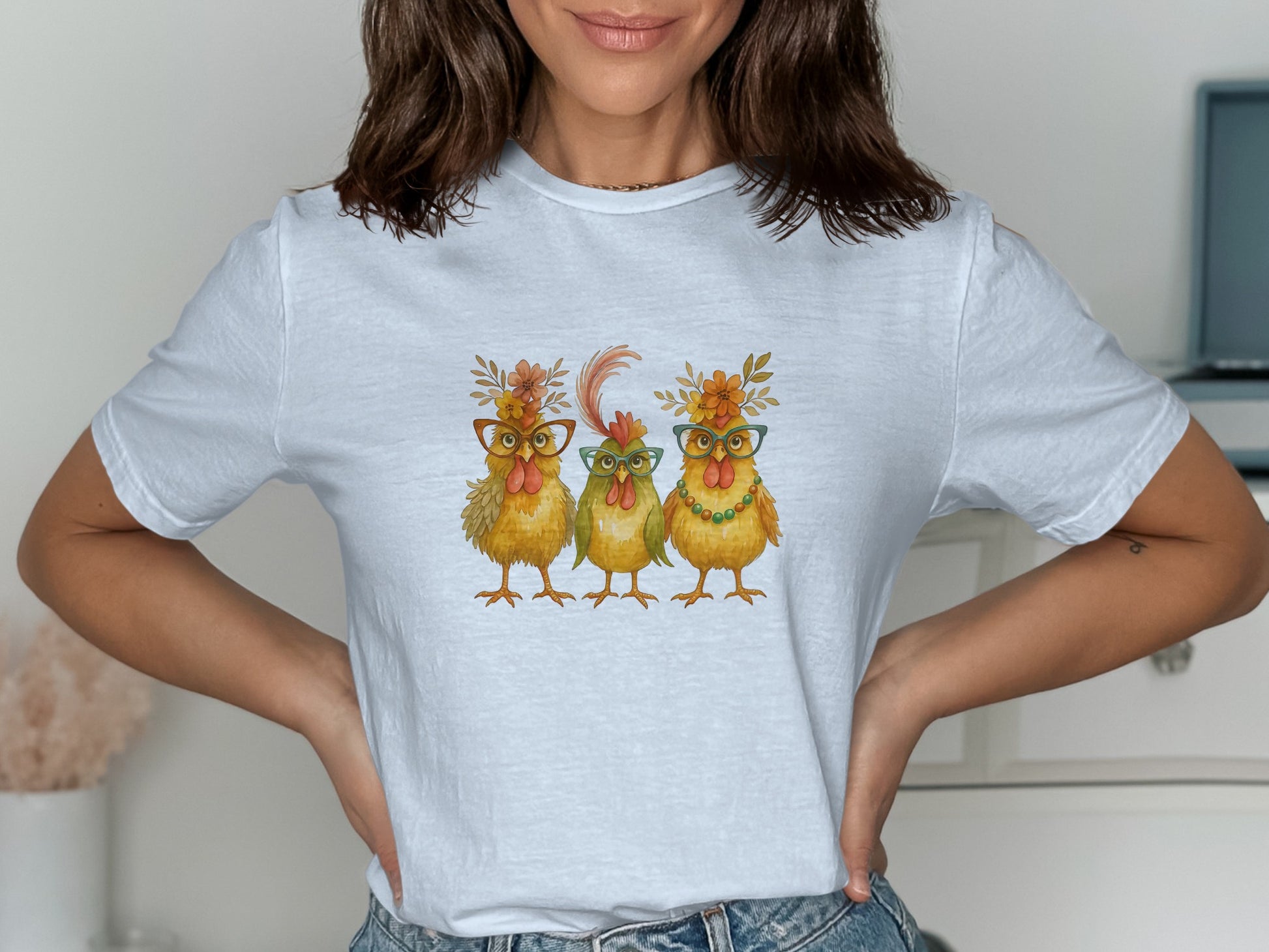 Three Funny Chickens with Glasses T-Shirt product