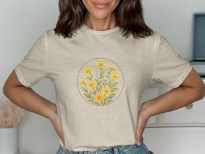 Yellow Floral Circle Design Graphic Tee product type