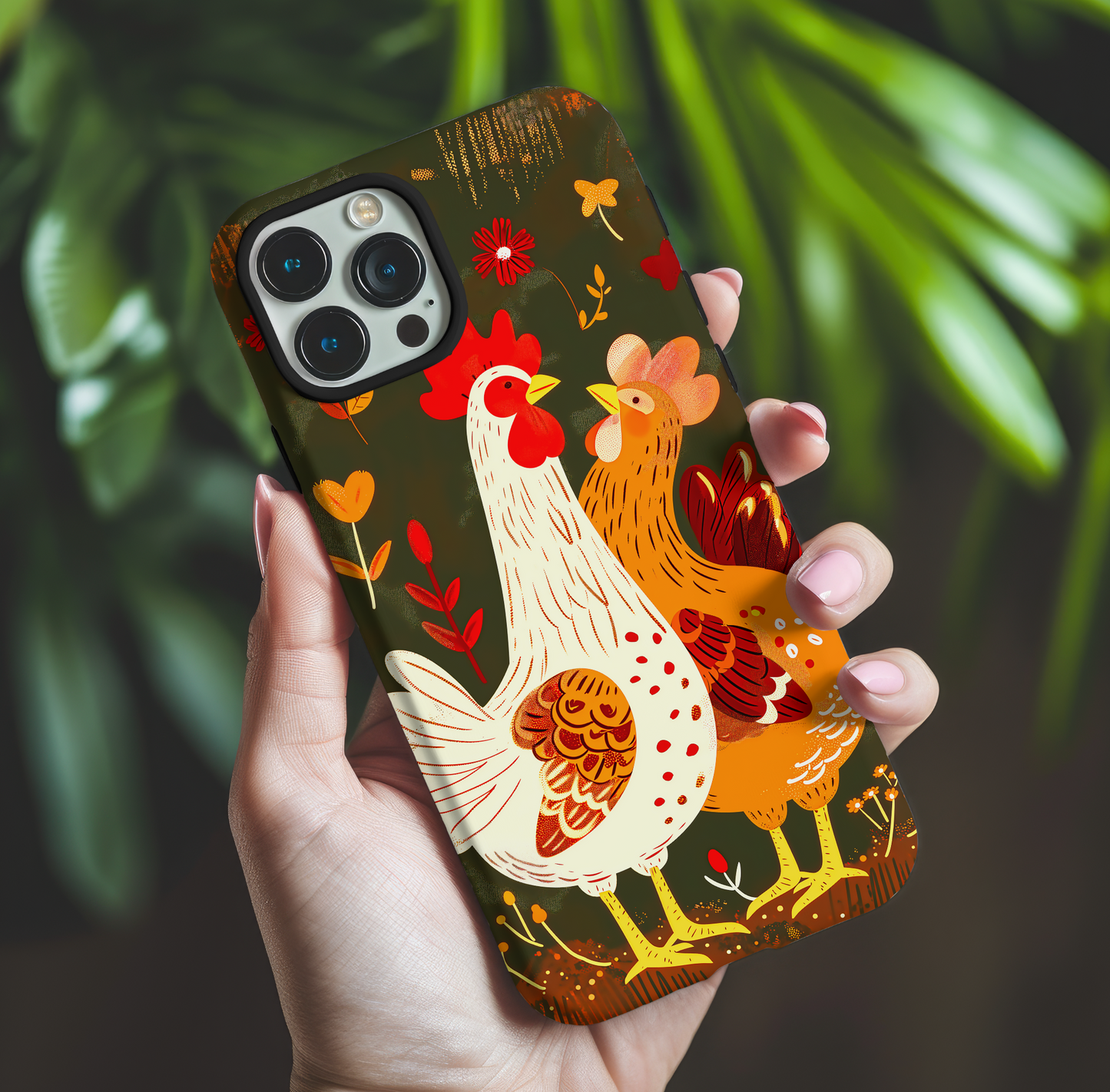 Folk Art Chickens Phone Case