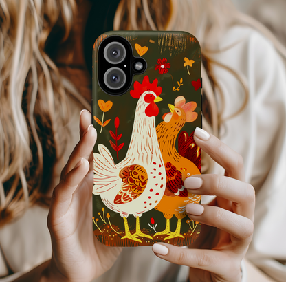 Folk Art Chickens Phone Case