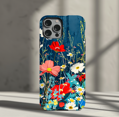 Midnight Garden Poppies & Daisies Phone Case