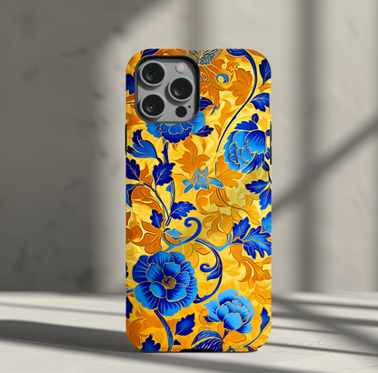 Royal Blue & Gold Floral Phone Case