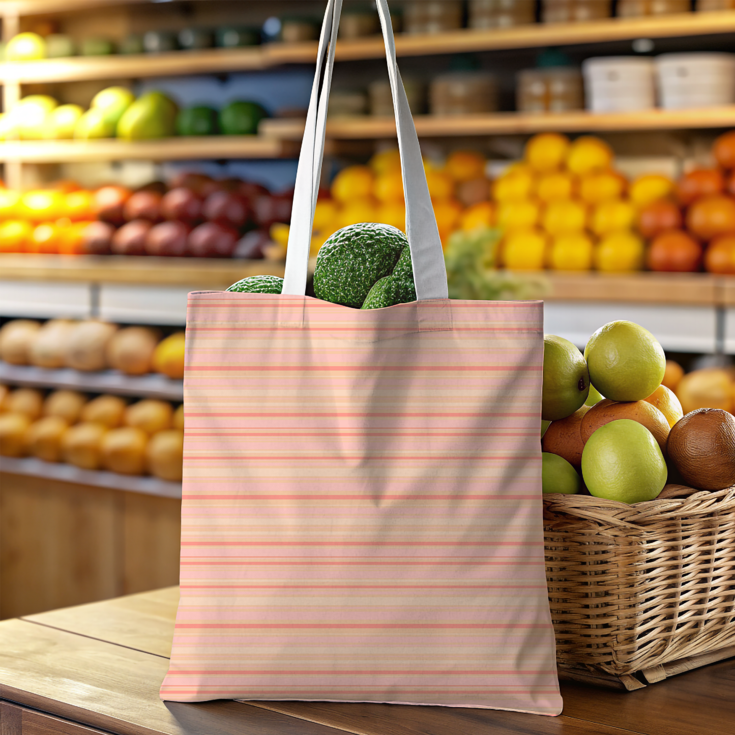 Peachy Stripes Tote Bag